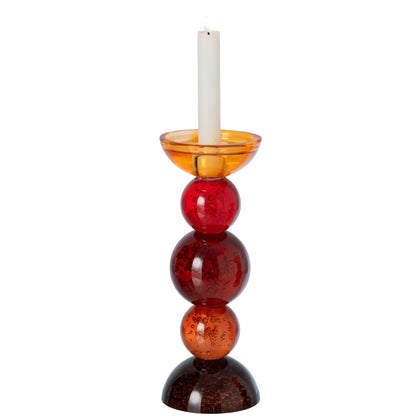 Kandelaar Glas Meerkleurig Large van J-Line, glazen kandelaar in meerkleurig glas, 26.5cm hoog