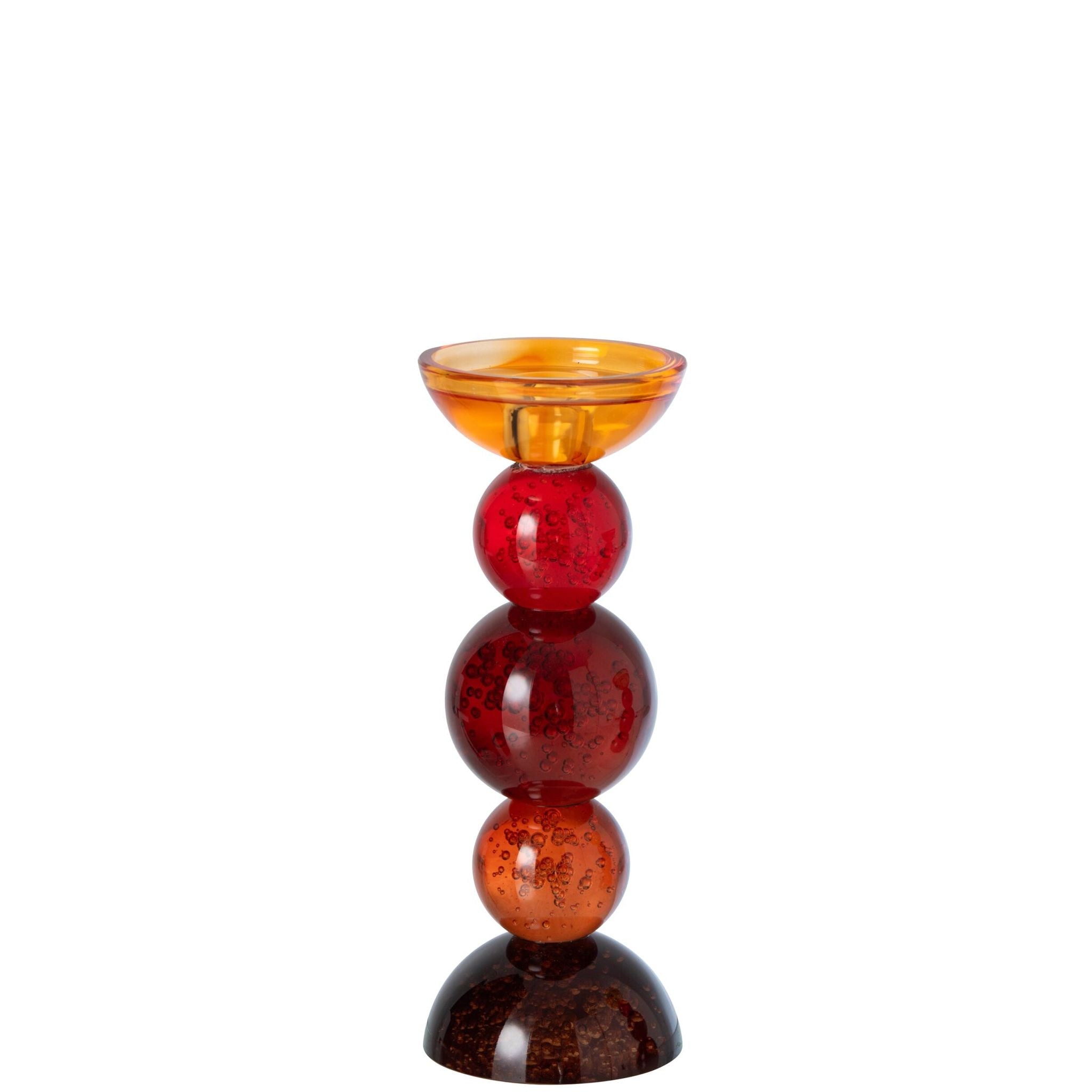 Grote glazen kandelaar van J-Line in meerkleurig glas, decoratieve kaarshouder voor de eettafel