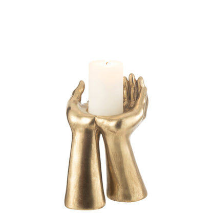 Kandelaar Handen Resine Goud J-Line