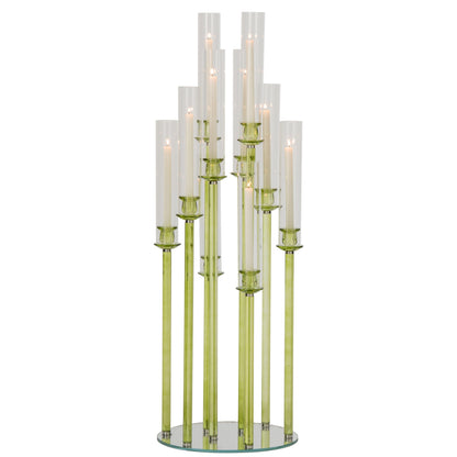 Groene kristallen kandelaar van 120cm van J-Line, ander aanzicht van het geslepen kristal