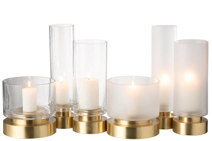 Kandelaar Pia Half Goud Large Set van 2 - Kandelaar - J-Line - livinglovely.nl