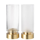 Kandelaar Pia Half Goud Medium Set van 2 - Windlicht - J-Line - livinglovely.nl