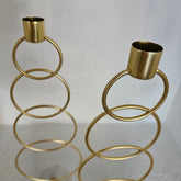 Kandelaar Ringen Goud op marmeren voet 13x9x36cm 1 + 1 Gratis - Kandelaar - Living Lovely - livinglovely.nl