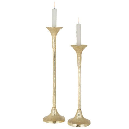 Kandelaars Marie Aluminium Mat Goud Set van 2 - Kandelaar - J-Line - livinglovely.nl