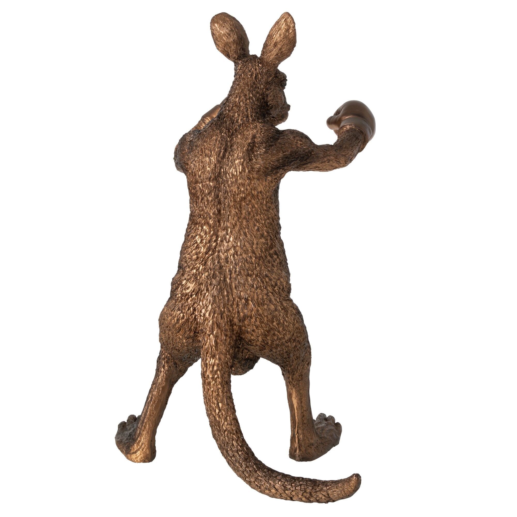 Decoratief beeld van een boksende kangoeroe van J-Line, bronskleurig polyresin, 40.5cm hoog