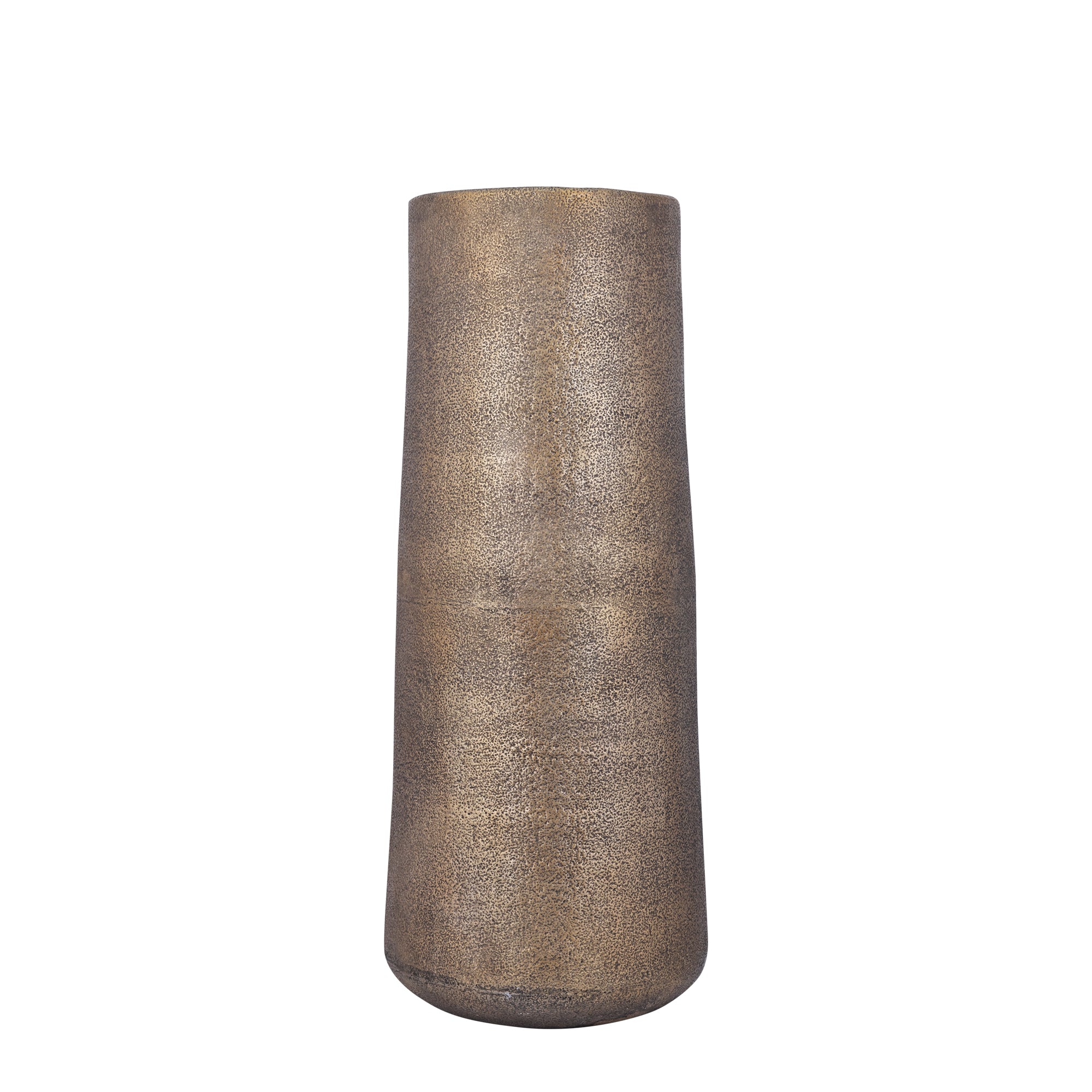 Kardine Antique Gold Alu Pot Dented Pattern High M van PTMD, hoge aluminium pot in antiek goud op witte achtergrond