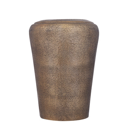 Kardine Antique Gold Alu Pot Dented Round Ø48cm x H65cm van PTMD, pot in antiek goud vanuit een andere hoek