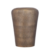 Kardine Antique Gold Alu Pot Dented Round Ø54cm x H76cm van PTMD, grote ronde aluminium pot op witte achtergrond