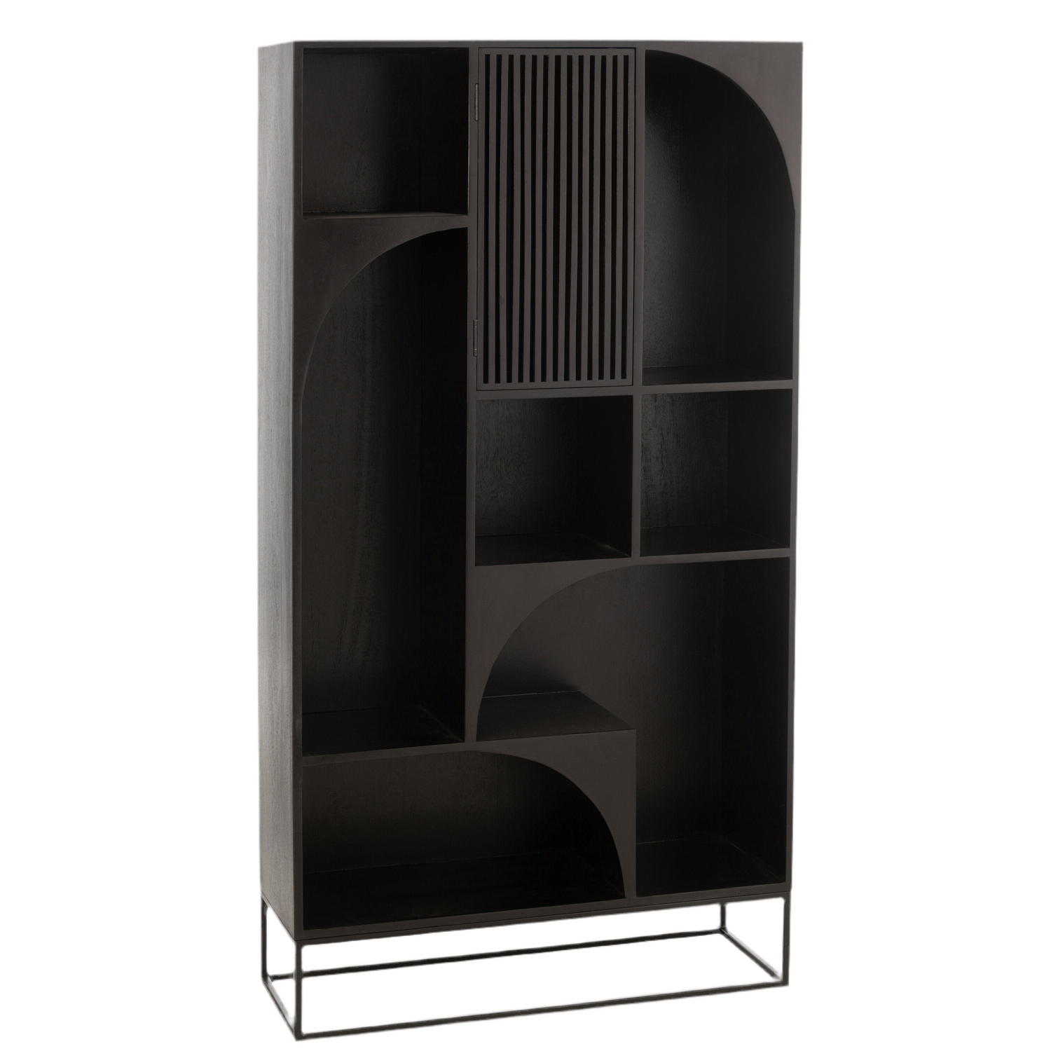 Kast Mode Mango Hout/Mdf Zwart - Boekenkast - J-Line - livinglovely.nl
