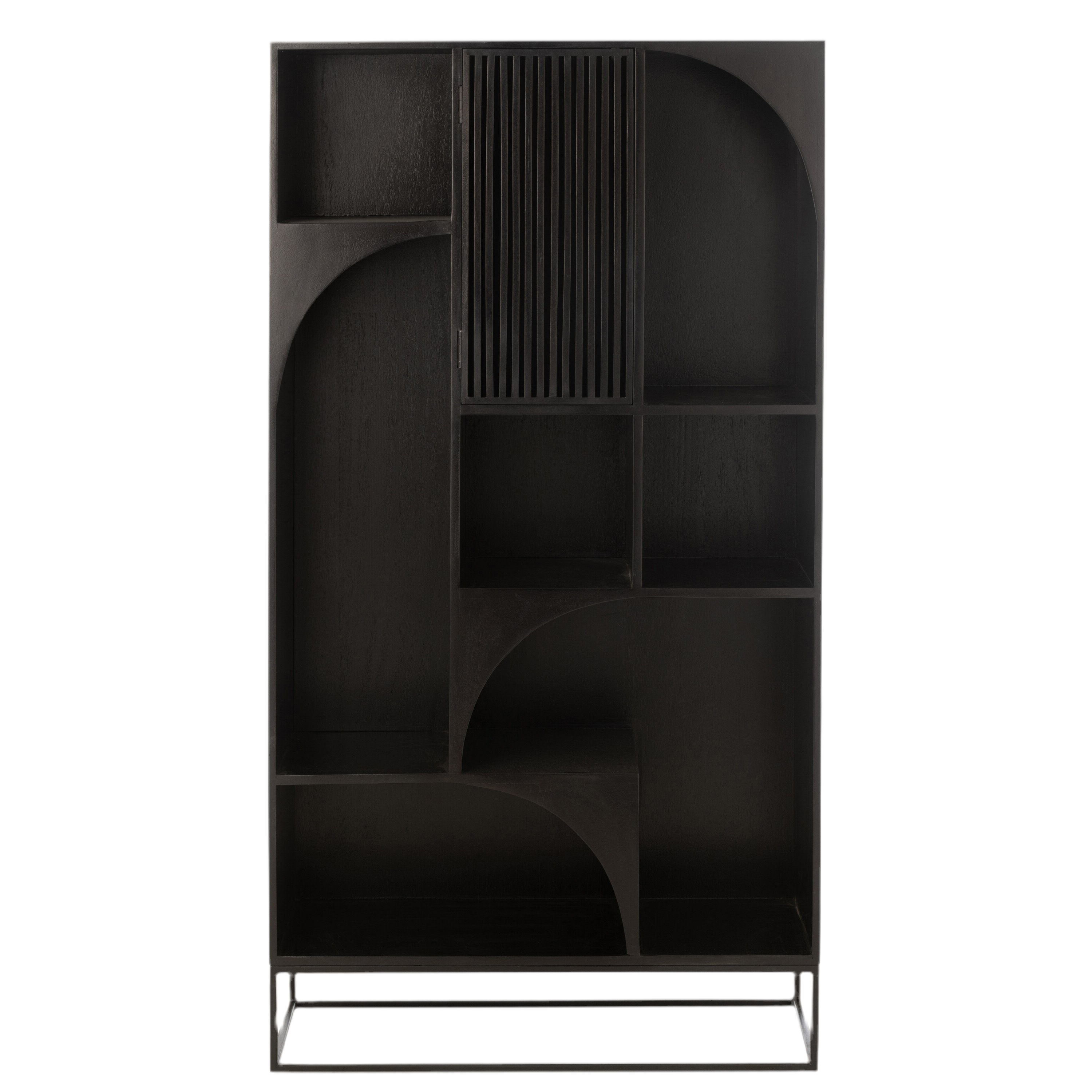 Kast Mode Mango Hout/Mdf Zwart - Boekenkast - J-Line - livinglovely.nl