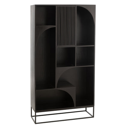 Kast Mode Mango Hout/Mdf Zwart - Boekenkast - J-Line - livinglovely.nl