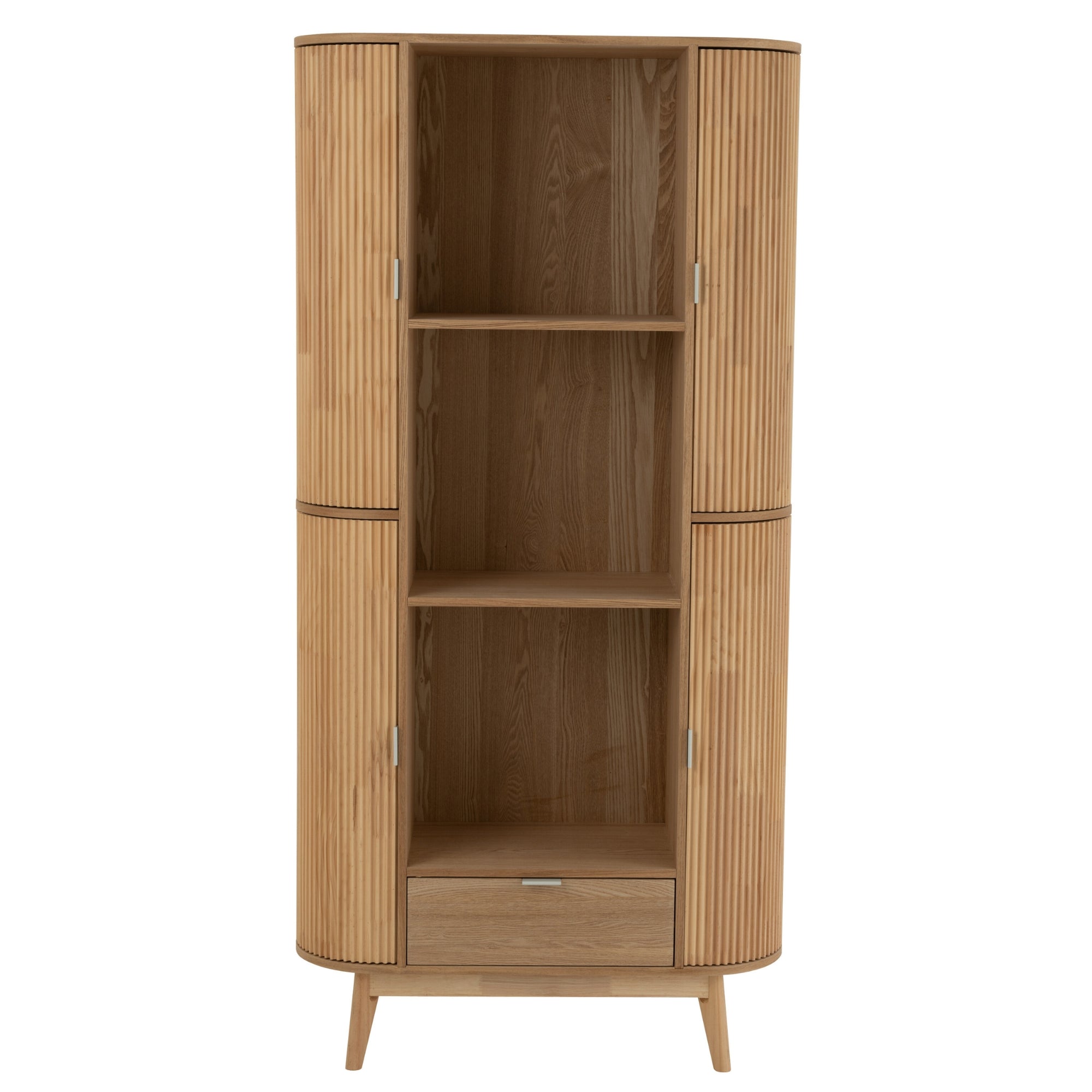 Kast Vakken Rond Mdf/Dennenhout Naturel - Boekenkast - J-Line - livinglovely.nl