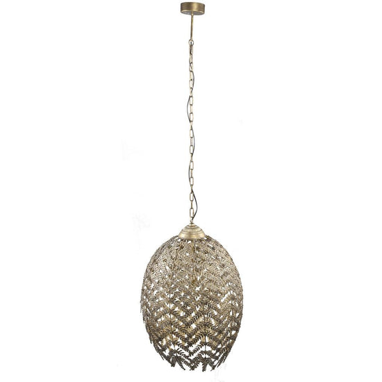 Katie Gold metal hanging lamp with leaves L PTMD , hanglamp , PTMD , livinglovely.nl