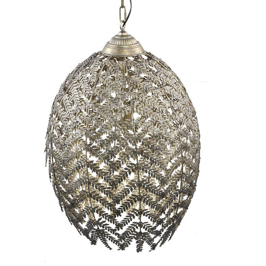 Katie Gold metal hanging lamp with leaves L PTMD , hanglamp , PTMD , livinglovely.nl