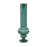 Keala Dark Green Round Ribbed Glass Vase On Base L Dia 15,5xh50cm PTMD - Vaas - PTMD - livinglovely.nl