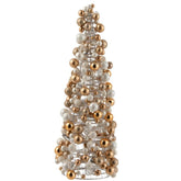 Kegel Mini Kerstballen Ecru/Goud Small 45x20cm - Kerstdecoratie - J-Line - livinglovely.nl