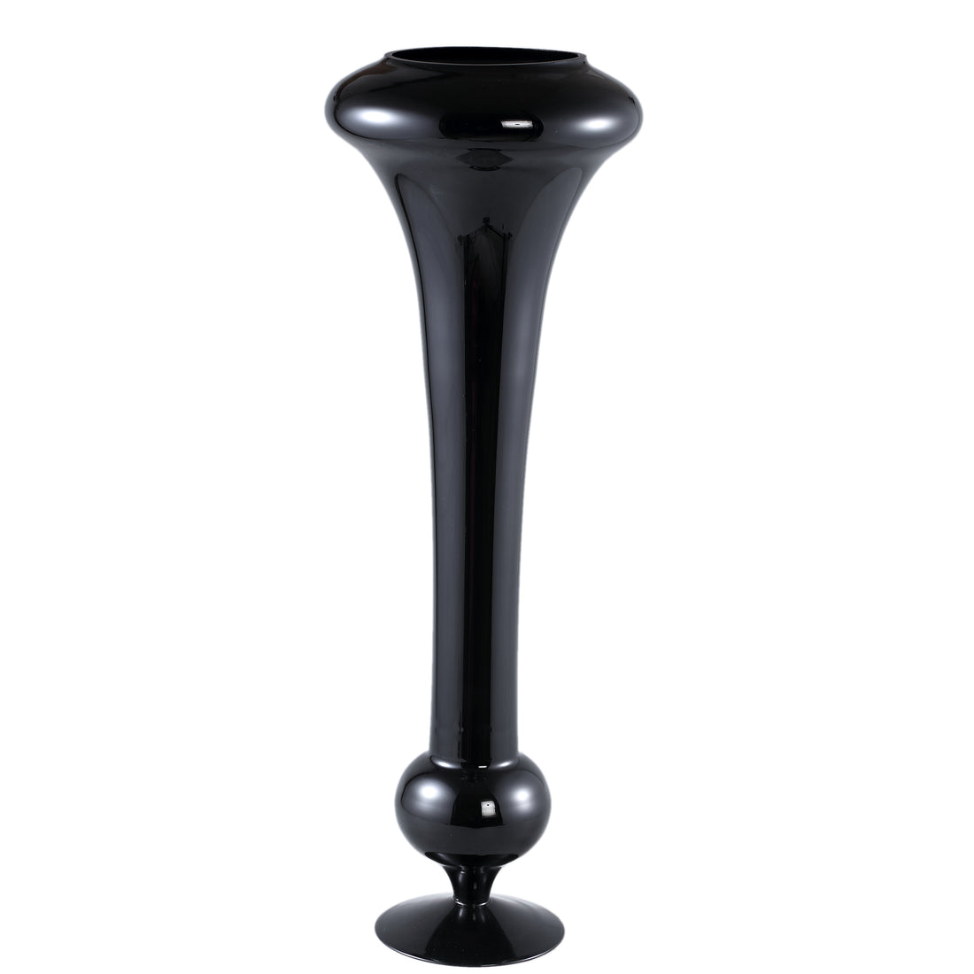 Keighla Black Shaped Glass Vase L Dia29,5x81,5 cm PTMD - Vaas - PTMD - livinglovely.nl