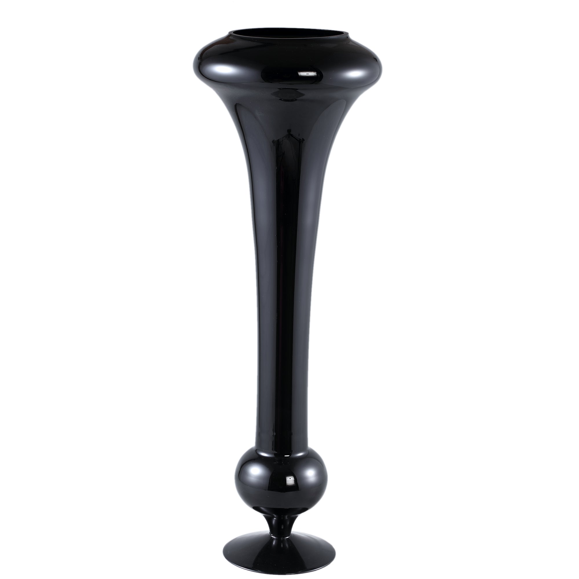Keighla Black Shaped Glass Vase L Dia29,5x81,5 cm PTMD - Vaas - PTMD - livinglovely.nl