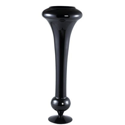 Keighla Black Shaped Glass Vase L Dia29,5x81,5 cm PTMD - Vaas - PTMD - livinglovely.nl