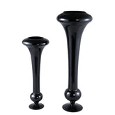 Keighla Black Shaped Glass Vase L Dia29,5x81,5 cm PTMD - Vaas - PTMD - livinglovely.nl