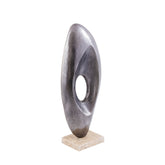 Kellaine Nickel casted alu statue travertine base PTMD - Ornament - PTMD - livinglovely.nl