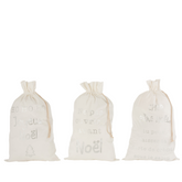 Kerst Zak Frans Velvet Wit Large Set van 3 - Cadeauverpakking - J-Line - livinglovely.nl
