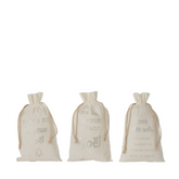 Kerst Zak Frans Velvet Wit Medium Set van 3 - Cadeauverpakking - J-Line - livinglovely.nl