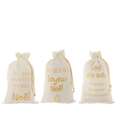 Kerst Zak Frans Velvet Wit/Goud Large Set van 3 - Cadeauverpakking - J-Line - livinglovely.nl