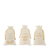 Kerst Zak Frans Velvet Wit/Goud Medium Set van 3 - Cadeauverpakking - J-Line - livinglovely.nl