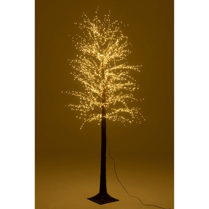 Kerstboom 3000 Led Plastiek Bruin Large H210cm van J-Line, bruine kerstboom van plastiek, detail van de takken en afwerking
