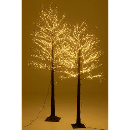 Kerstboom 3000 Led Plastiek Bruin Large H210cm van J-Line, bruine kerstboom van plastiek, geplaatst in een sfeervol interieur