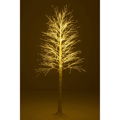 Kerstboom 3000 Led Plastiek Wit Large H210cm van J-Line, witte kerstboom van plastiek, in een feestelijk gestylede setting