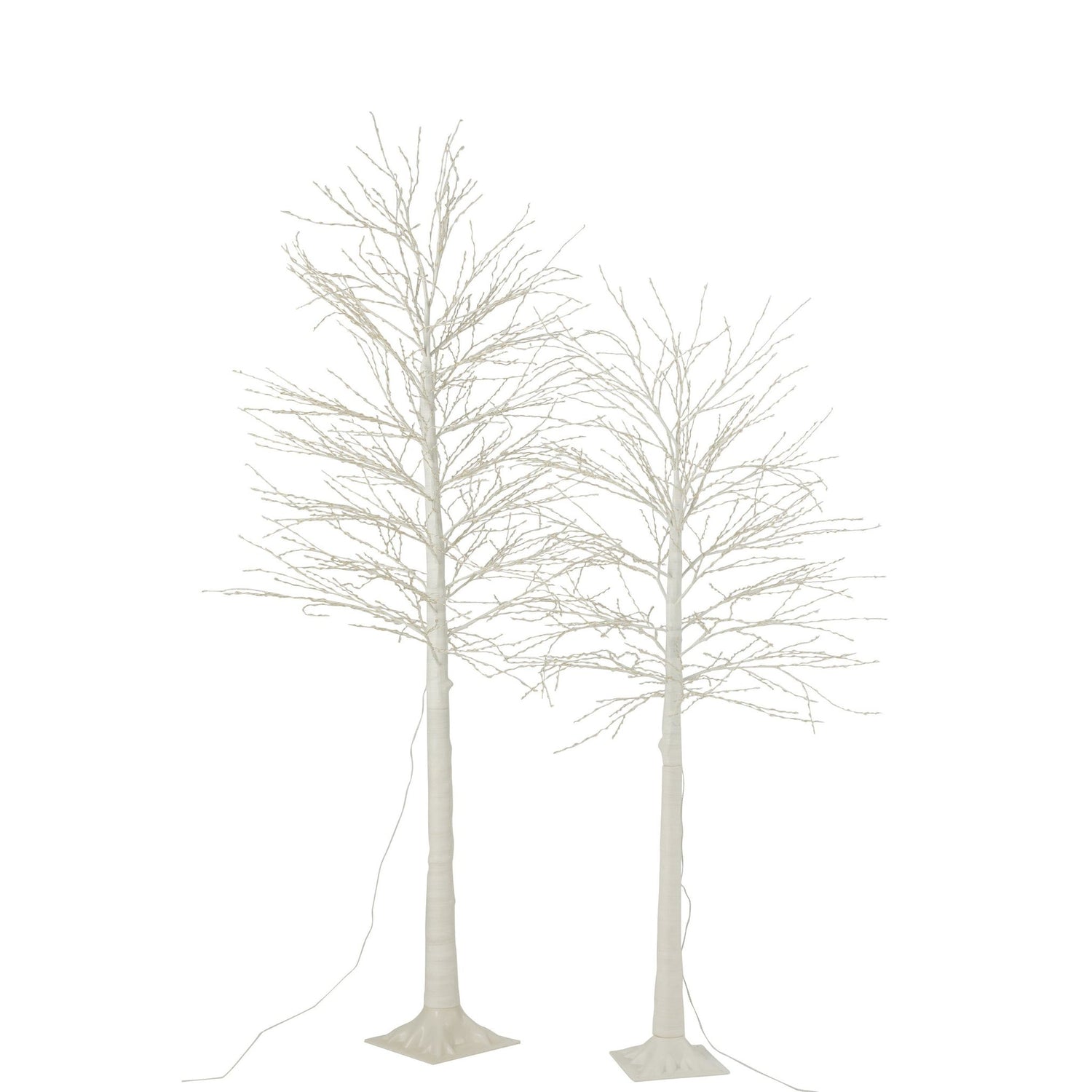 Kerstboom 3000 Led Plastiek Wit Large H210cm van J-Line, witte kerstboom van plastiek, geplaatst in een sfeervol interieur
