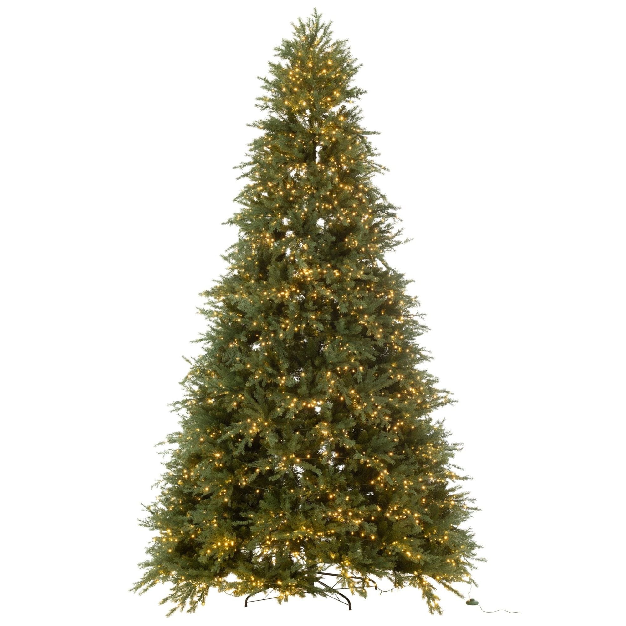 Kerstboom 4000 Led Kunstmatig Donkergroen Extra Large H325cm van J-Line, compleet zicht op de kegelvorm