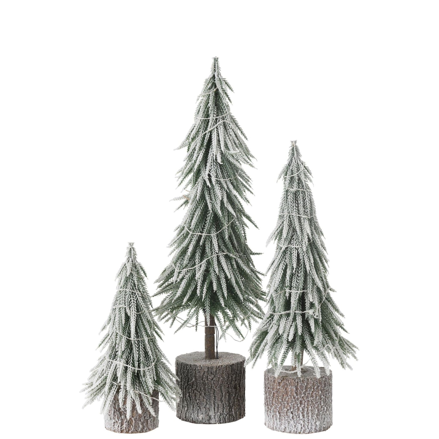 Kerstboom A+Led Kunststof Sneeuw Groen Large H60cm van J-Line, groene kerstboom van kunststof, close-up van het materiaal