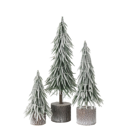 Kerstboom A+Led Kunststof Sneeuw Groen Large H60cm van J-Line, groene kerstboom van kunststof, close-up van het materiaal