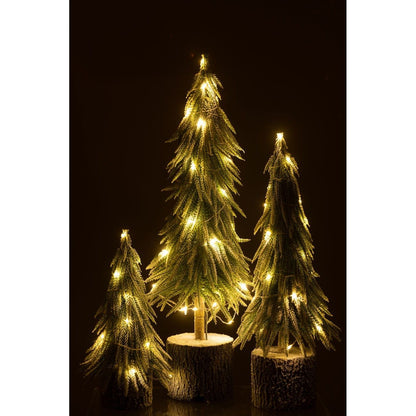 Kerstboom A+Led Kunststof Sneeuw Groen Medium H45cm van J-Line, geplaatst in een sfeervol interieur