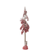 Kerstboom Grote Bessen Rood Medium van J-Line, trossen rode bessen met witte rijp op een houten stam