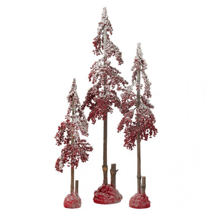 Kerstboom Grote Bessen Rood Medium van J-Line, drie bomen in oplopende hoogte naast elkaar