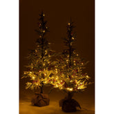 Kerstboom + Jute Zak + Led Kunststof Sneeuw Groen/Rood Large H150cm van J-Line, close-up van het materiaal