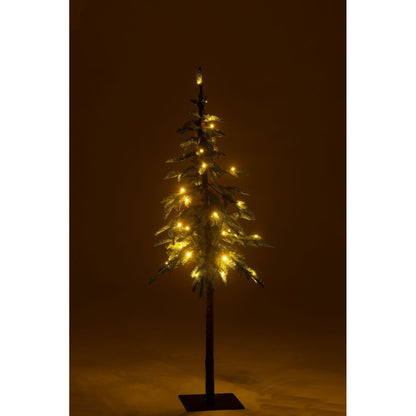 Kerstboom+Led Kunststof Groen Small H145cm van J-Line, groene kerstboom van kunststof, detail van de takken en afwerking