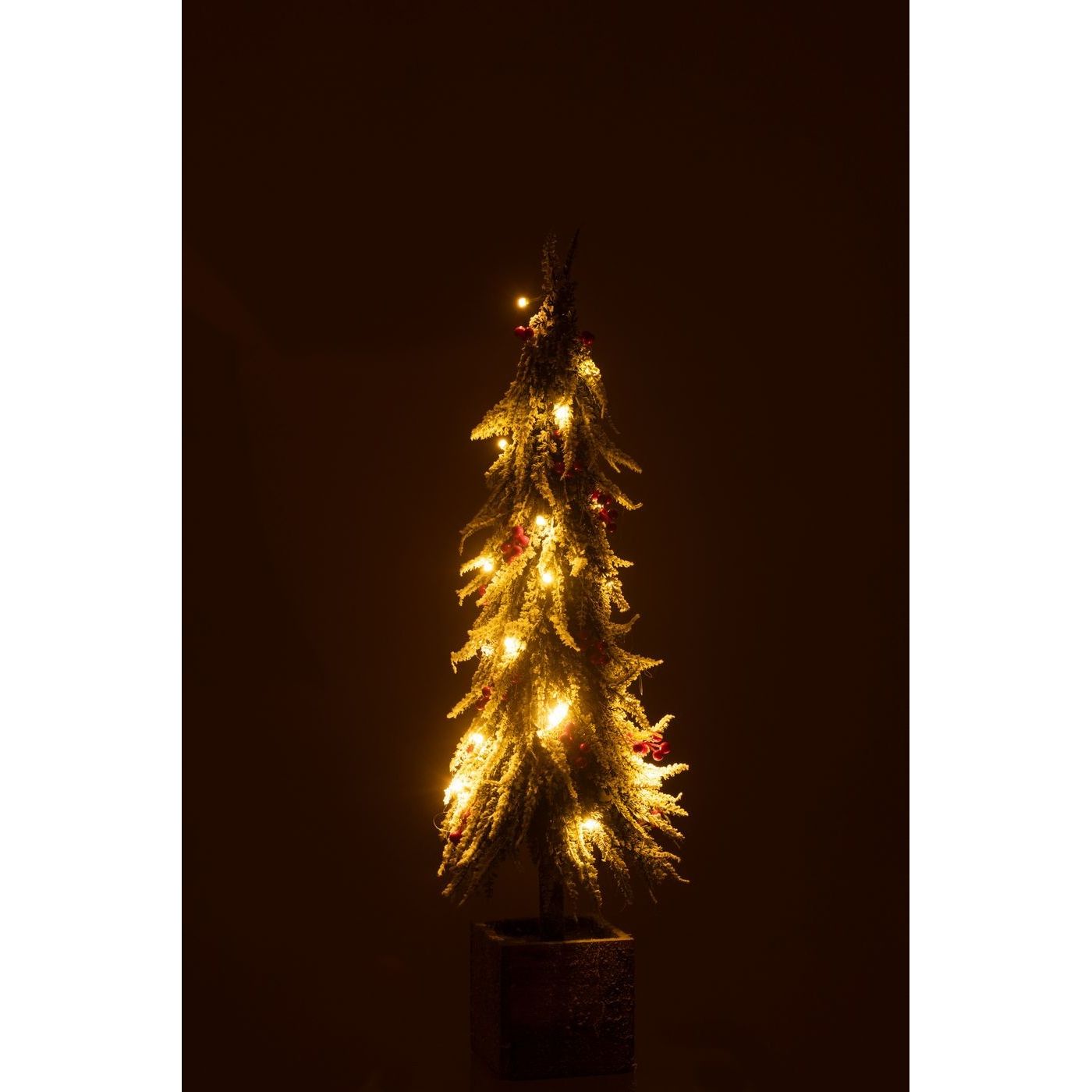 Kerstboom + Led Kunststof Sneeuw Groen/Rood Large H75cm van J-Line, detail van de takken en afwerking