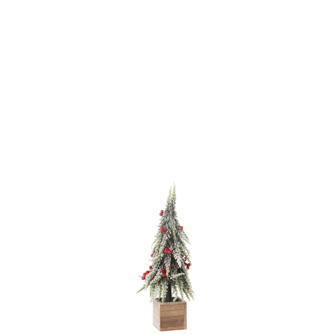 Kerstboom + Led Kunststof Sneeuw Groen/Rood Small H40cm van J-Line, groenrode kerstboom van kunststof, volledig in beeld