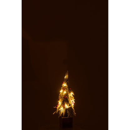 Kerstboom + Led Kunststof Sneeuw Groen/Rood Small H40cm van J-Line, in een feestelijk gestylede setting