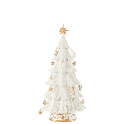 Kerstboom Led Ornamenten Resine Wit/Goud Small H51,5cm j-Line