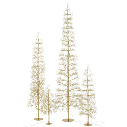 Kerstboom Led Warm Witte Lichten Ijzer Goudkleurig Extra Large H240cm van J-Line, compleet zicht op de kegelvorm