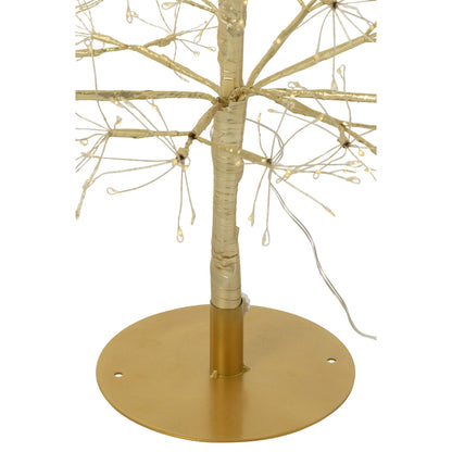 Kerstboom Led Warm Witte Lichten Ijzer Goudkleurig Medium H120cm van J-Line, detail van de takken en afwerking