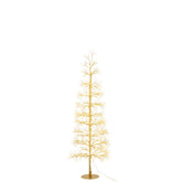 Goudkleurige kerstboom van J-Line van 120 cm, verlicht met warmwitte leds langs de ijzeren takken