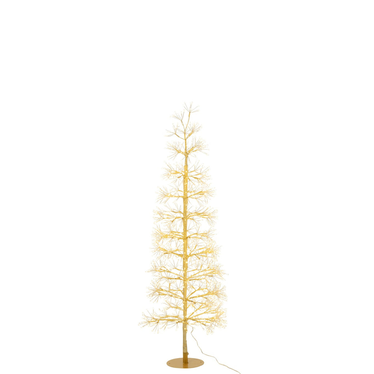 Goudkleurige kerstboom van J-Line van 120 cm, verlicht met warmwitte leds langs de ijzeren takken