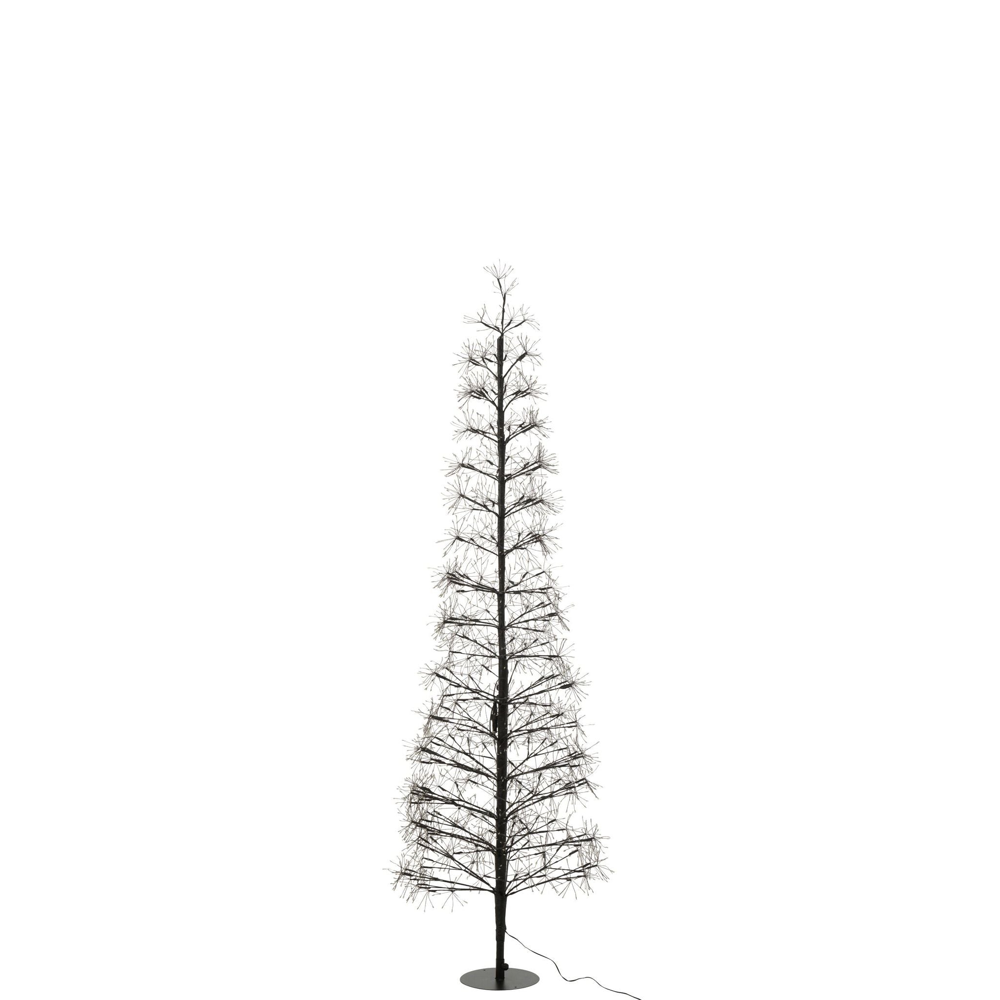 Kerstboom Led Warm Witte Lichten Ijzer Zwart Large H180cm van J-Line, geplaatst in een sfeervol interieur